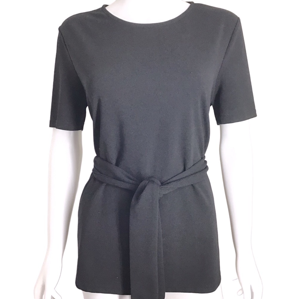 EUC Worn 1x Black Peplum Top Tie Waist